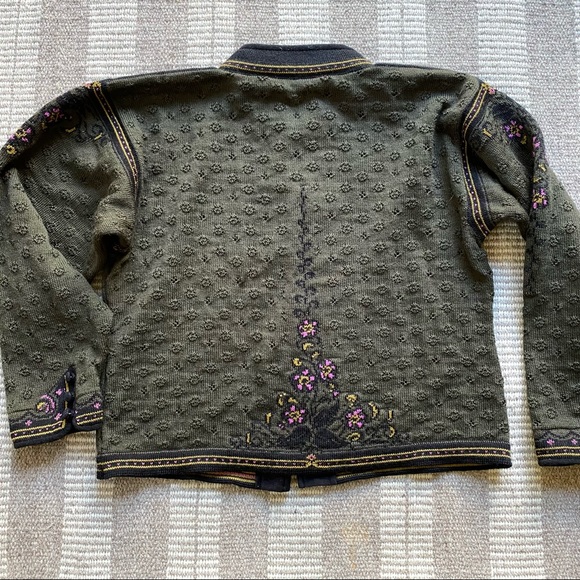 DALE OF NORWAY Olive and Violet Embroidered Cardigan,size Large - Picture 8 of 8
